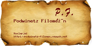 Podwinetz Filomén névjegykártya